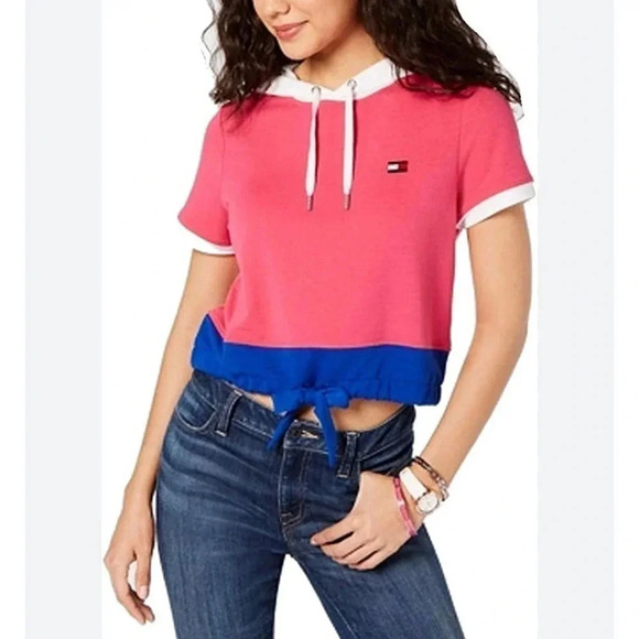 Tommy Hilfiger Sport Hooded Cropped Plus Size Top - Picture 1 of 5